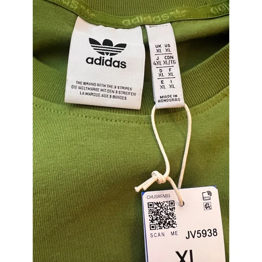 Mens XL ADIDAS ORIGINALS logo ESSENTIALS TREFOIL‎ T TEE SHIRT Olive GREEN JV5938